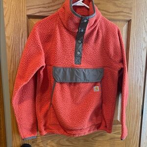 Women’s Carhartt xs orange/gray heavy fleece 1/2 zip pullover great shape